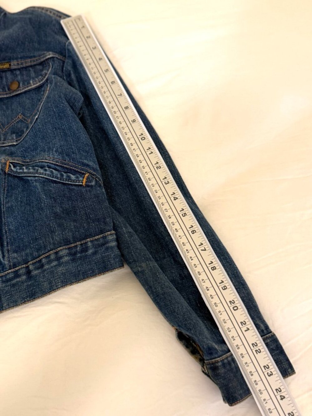 VINTAGE 70s WRANGLER BLUE DENIM JACKET MENS 36 S 36"x21" ROPE TAG MADE IN USA - Picture 14 of 16